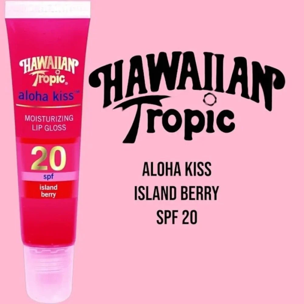 (5) Hawaiian Tropic ALOHA KISS Moisturizing Lip Gloss Island Berry SPF 20 NEW